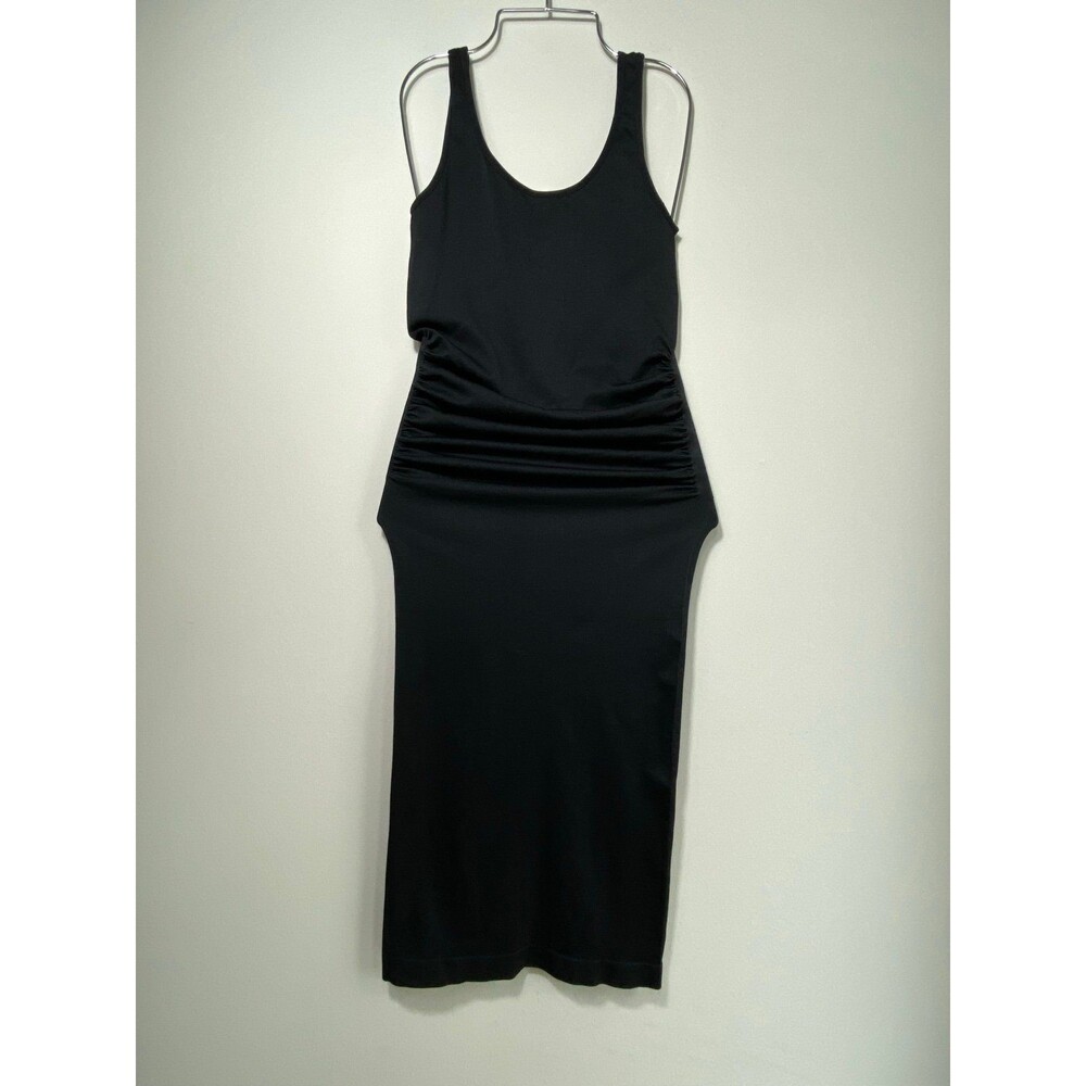 Mindd Black Bodycon Maxi Dress Ruched Sides Sleeveless Stretch Size M